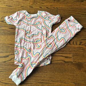 Magnetic Me Girl's Modal Spandex Blend Short Sleeve Rainbow Pajama Set - 4T